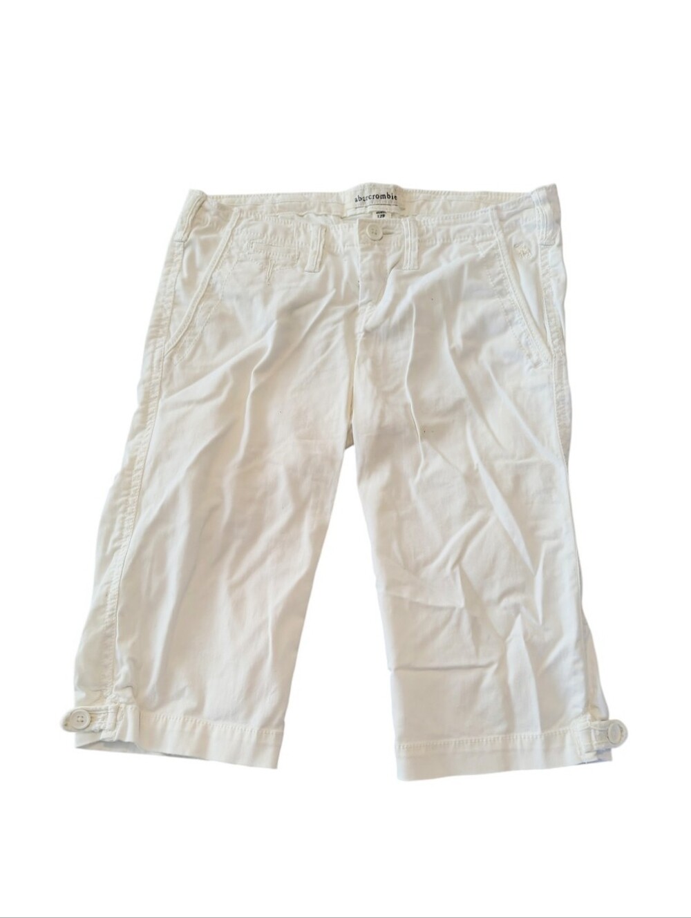 Vintage Abercrombie & Fitch White Stretch 1892 Cargo Bermuda Shirts Size 12R